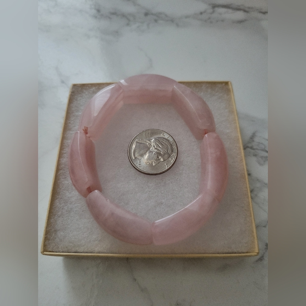 Genuine Rose Quartz Bracelet – Handmade | Stretch Fit 6.5–6.75